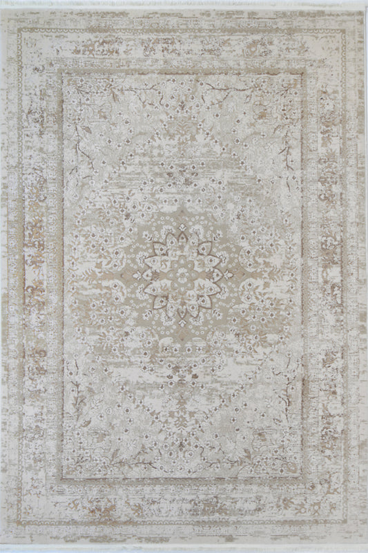 Evara Vintage Medalion Beige Rug