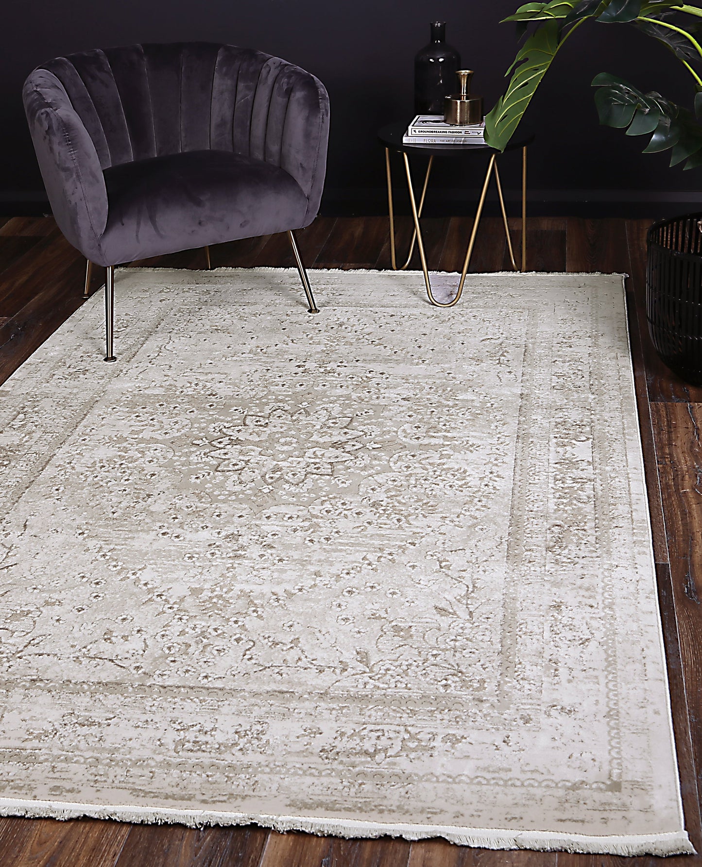 Evara Vintage Medalion Beige Rug
