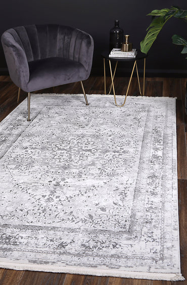 Evara Vintage Medalion Grey Rug