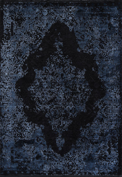 Mykonos Distressed Medallion Blue Rug