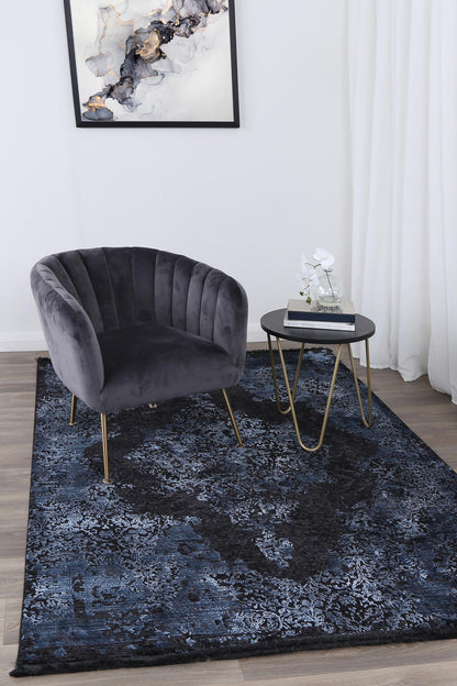 Mykonos Distressed Medallion Blue Rug