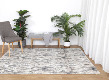 Celestia Damask Grey Plush Rug