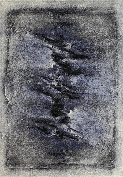 Celestia Blue and Grey Abstract Bordered Modern Rug