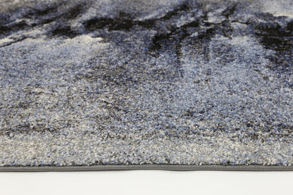 Celestia Blue and Grey Abstract Bordered Modern Rug