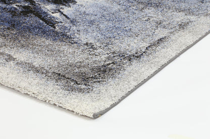 Celestia Blue and Grey Abstract Bordered Modern Rug