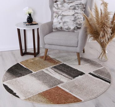 Celestia Abstract Grey Plush Round Rug