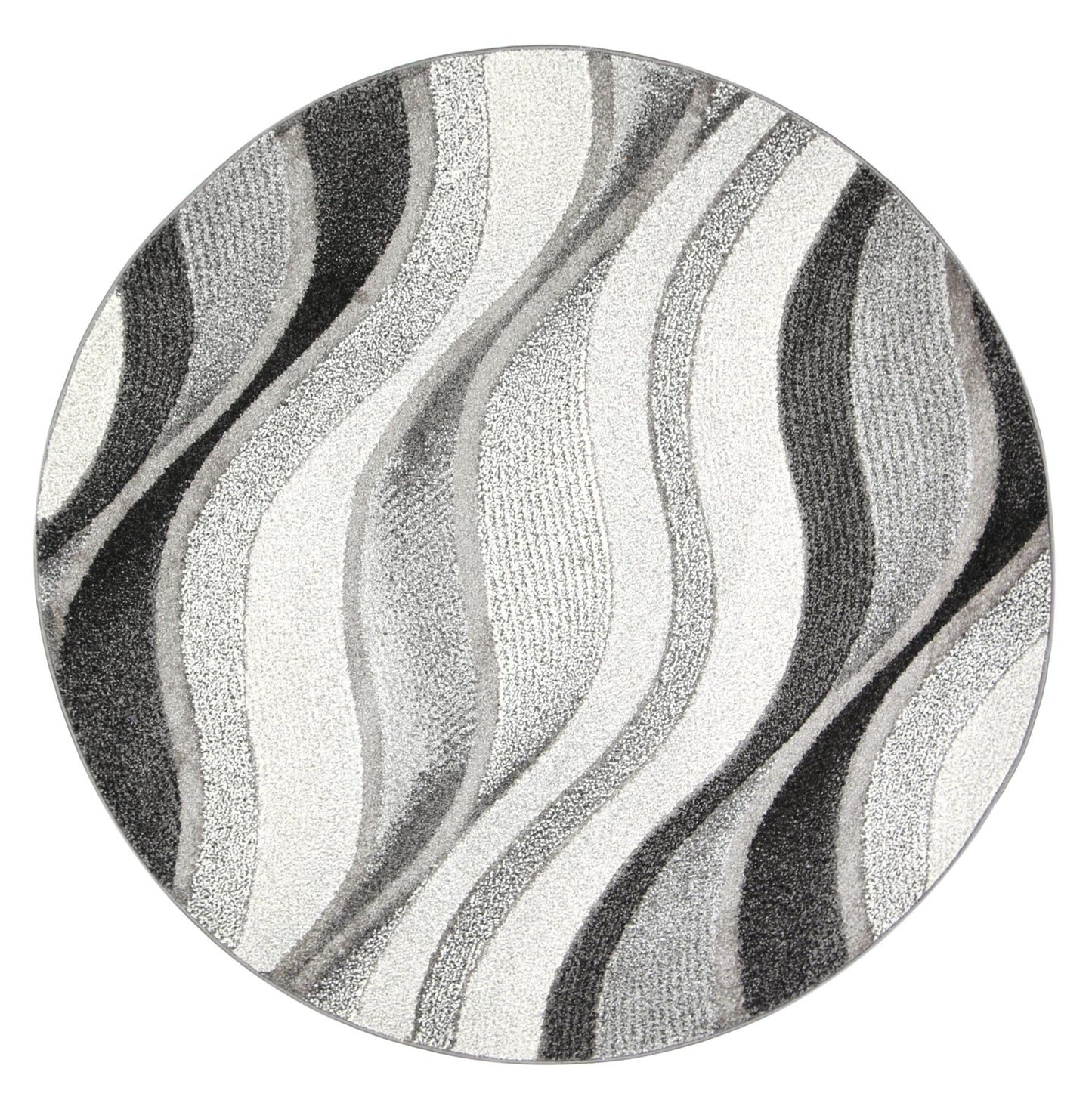 Celestia Waves Grey Plush Round Rug