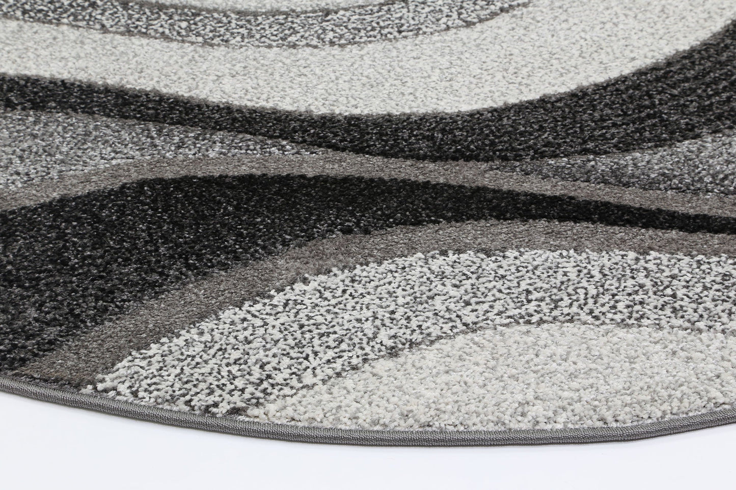 Celestia Waves Grey Plush Round Rug