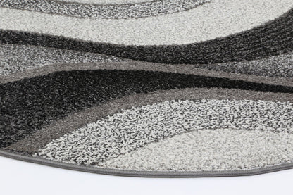 Celestia Waves Grey Plush Round Rug