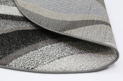Celestia Waves Grey Plush Round Rug