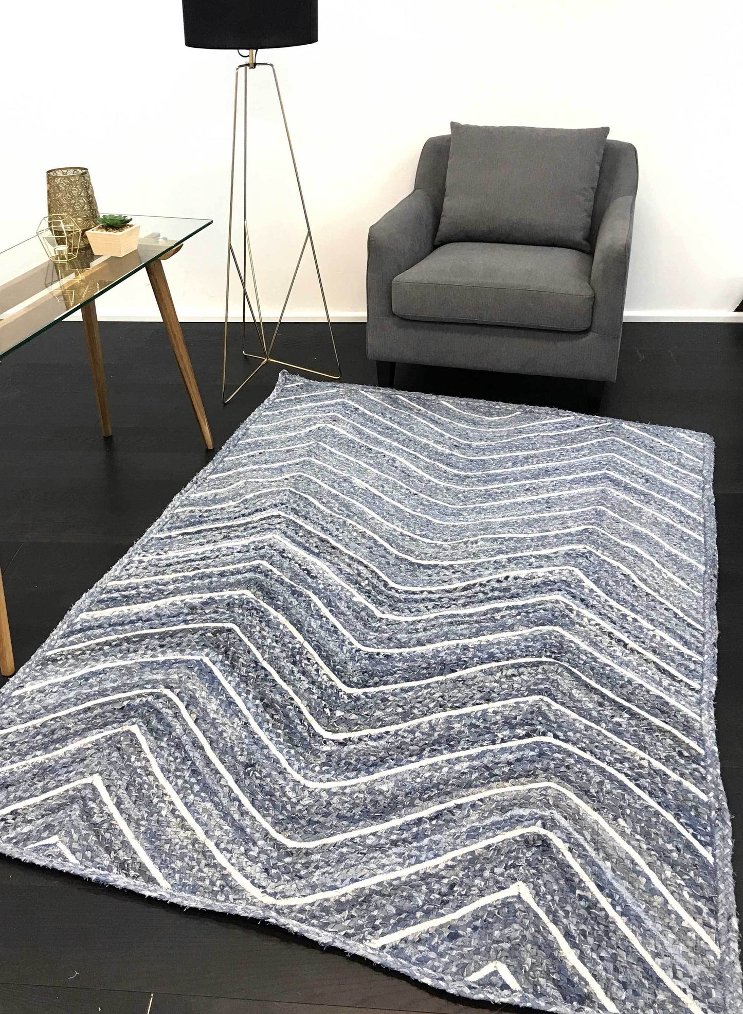 Verdan Blue Chevron Rug