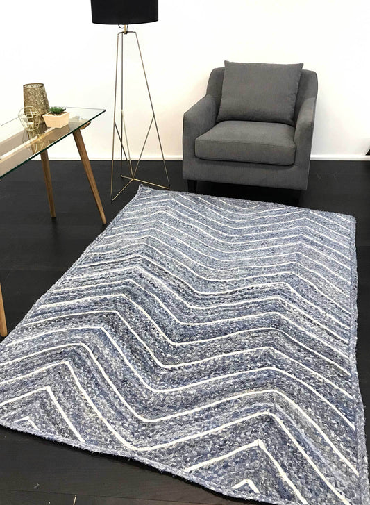 Verdan Blue Chevron Rug
