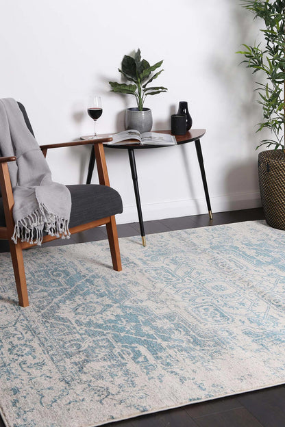 Evadne Audrey Ivory & Blue Rug