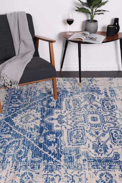 Evadne Audrey Ivory & Navy Rug