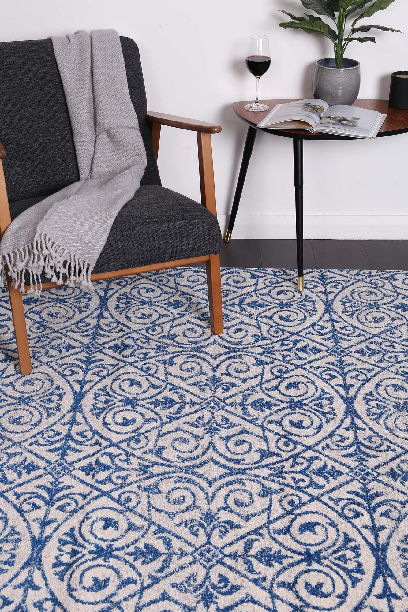 Evadne Katherine Blue & Ivory Rug