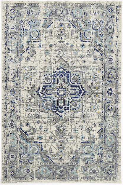 Evadne MeMontana Ivory & Blue Rug