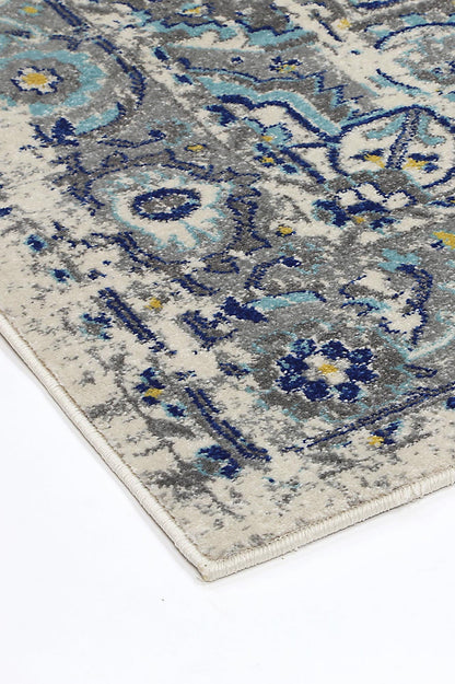 Evadne MeMontana Ivory & Blue Rug