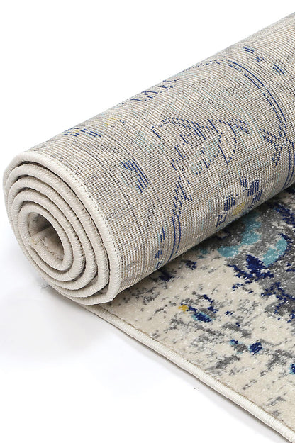 Evadne MeMontana Ivory & Blue Rug