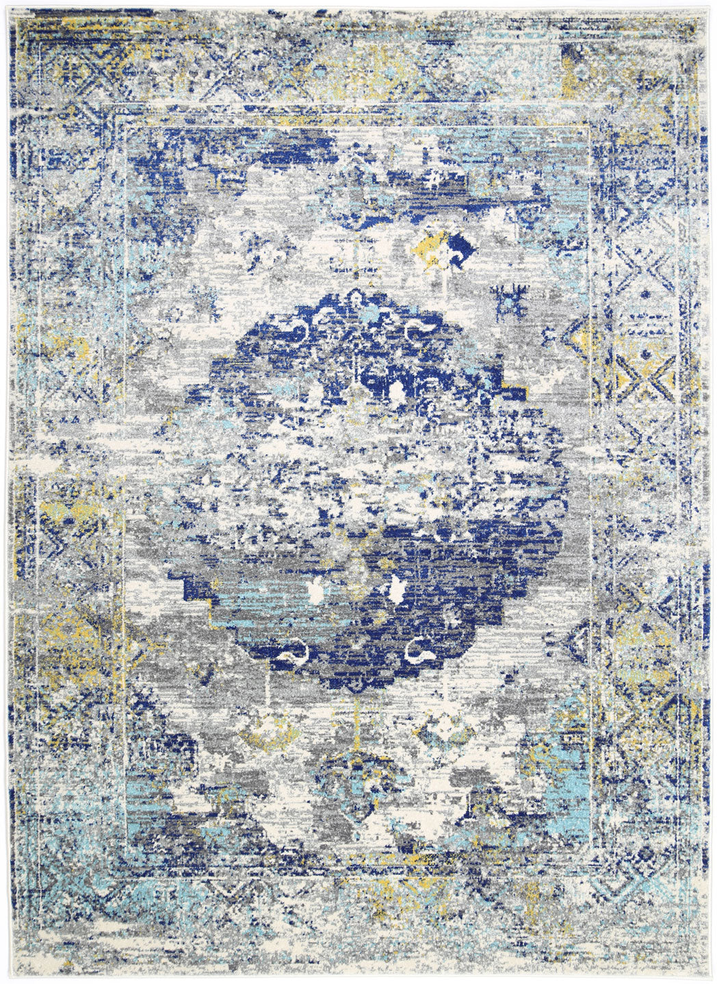 Evadne Faded Blue and Yellow Rug