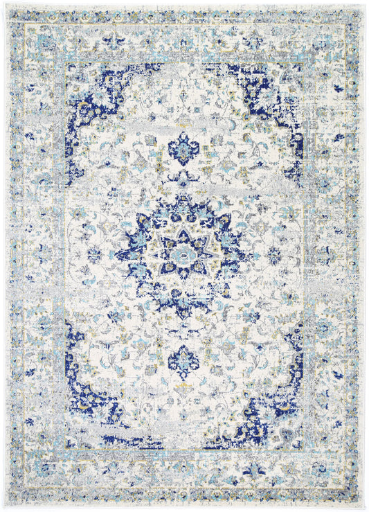 Evadne Magnificance Ivory and Blue Rug