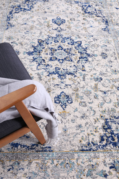 Evadne Magnificance Ivory and Blue Rug