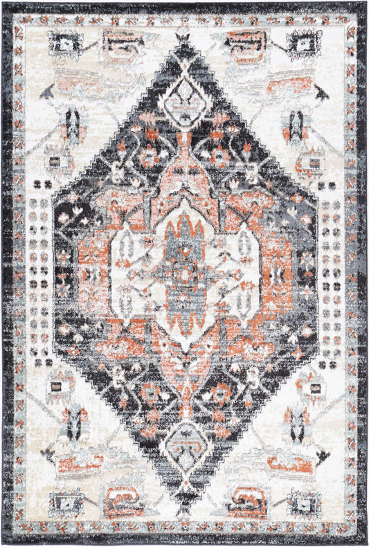 Lorena Fair Field Traditional Black Rug
