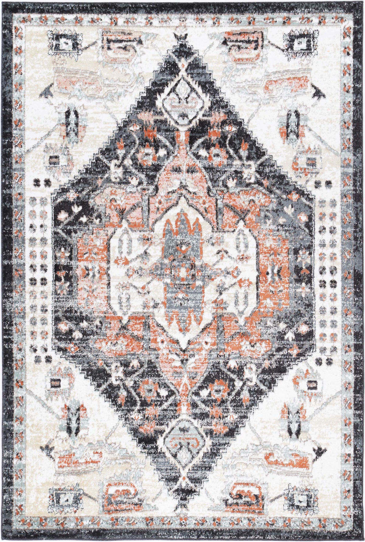 Lorena Fair Field Traditional Black Rug