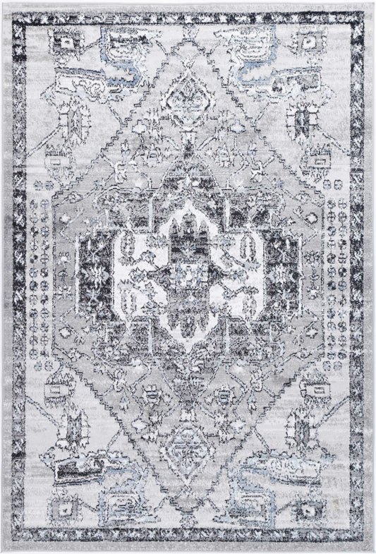 Lorena Lynnwood Hall Traditional Grey Rug