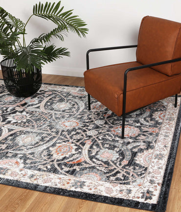 Lorena Mylestone Traditional Charcoal Rug