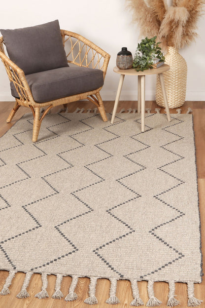 Orielle Zig-Zag Wool Blend Ash Rug