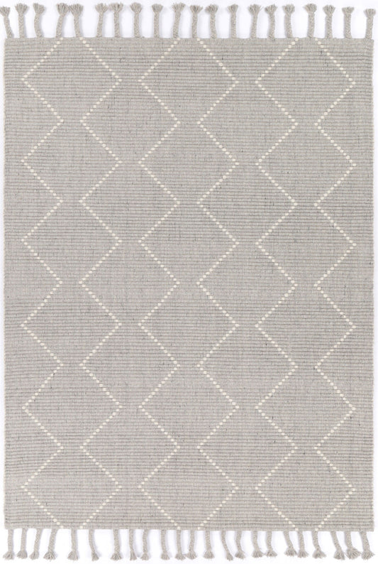 Orielle Zig-Zag Wool Blend Grey Rug