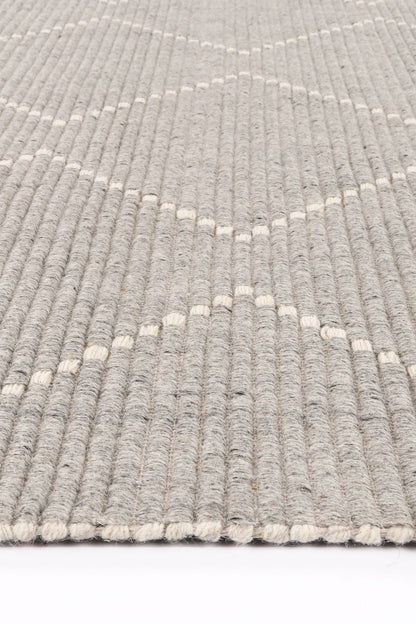 Orielle Zig-Zag Wool Blend Grey Rug