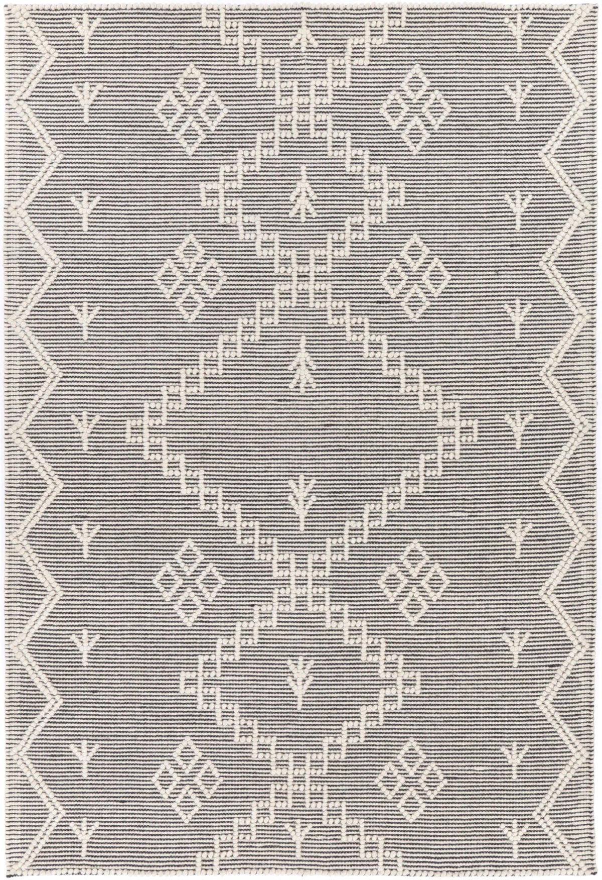 Orielle Aztec Wool Blend Cream Rug (No Tassel)