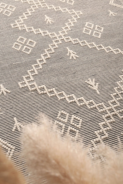 Orielle Aztec Wool Blend Cream Rug (No Tassel)