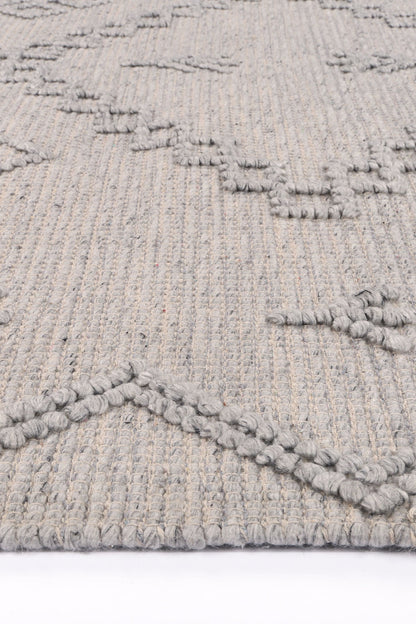 Orielle Aztec Wool Blend Grey Rug (No Tassel)