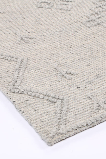 Orielle Aztec Wool Blend Grey Rug (No Tassel)