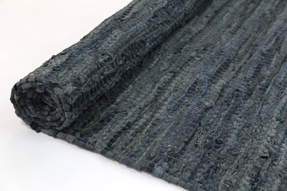Marina Grey Leather Chindi Rug