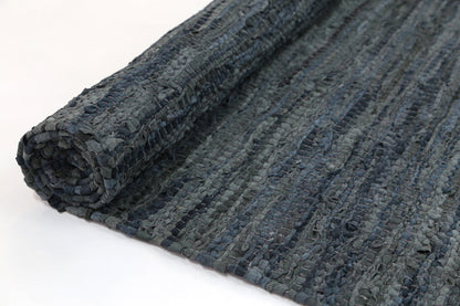 Marina Grey Leather Chindi Rug