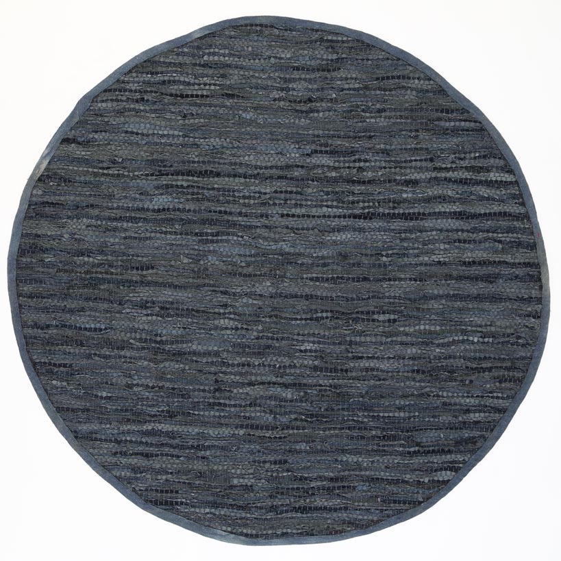 Marina Grey Leather Chindi Round Rug