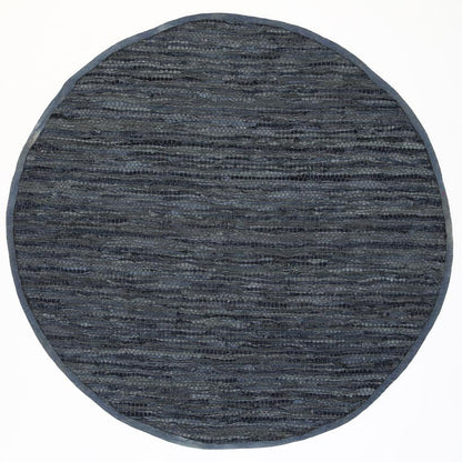 Marina Grey Leather Chindi Round Rug