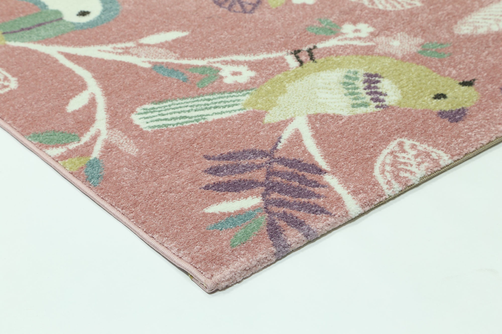 Tidal  Bright Birds Pink Kids Rug