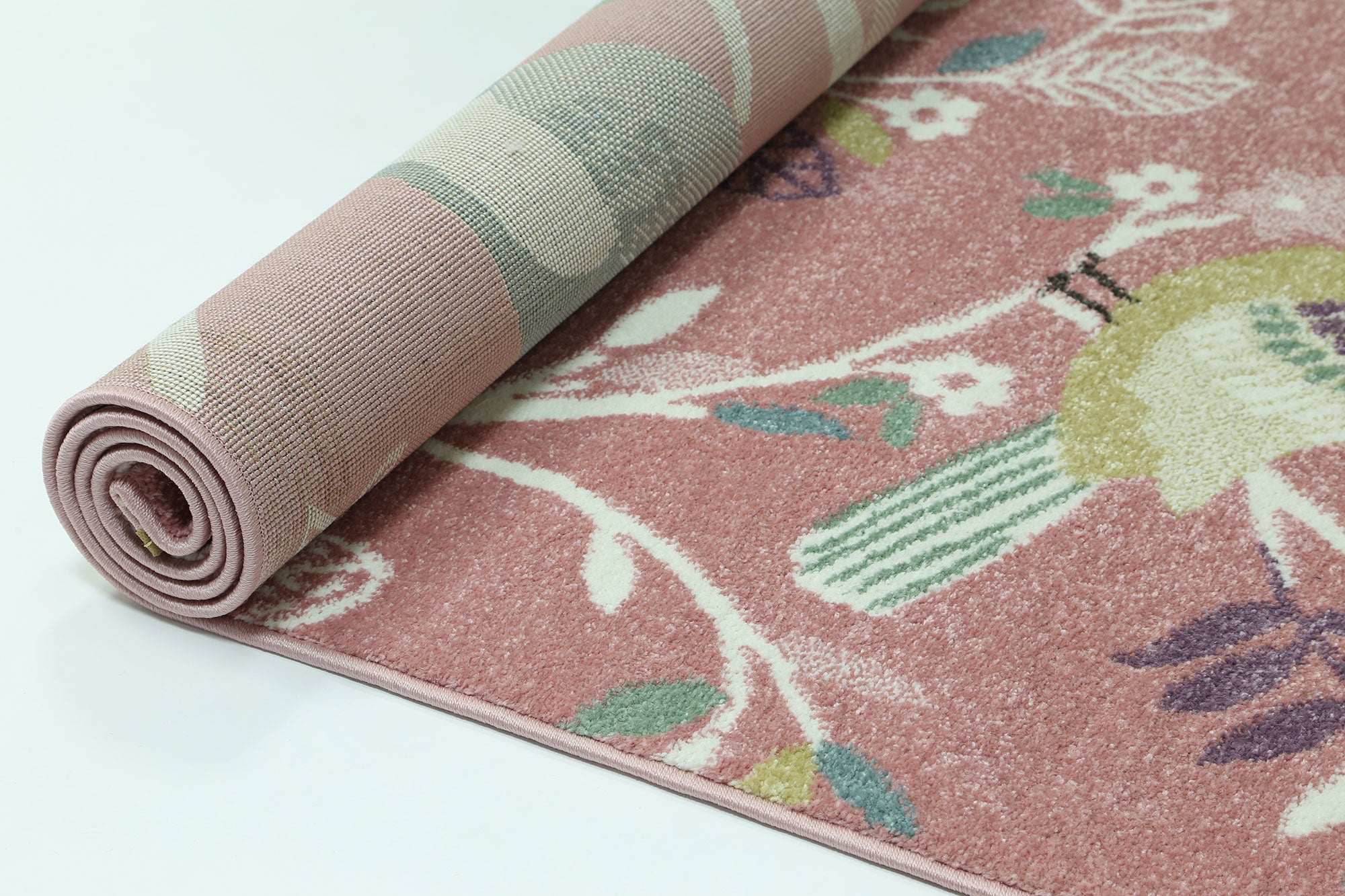 Tidal  Bright Birds Pink Kids Rug