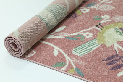 Tidal  Bright Birds Pink Kids Rug