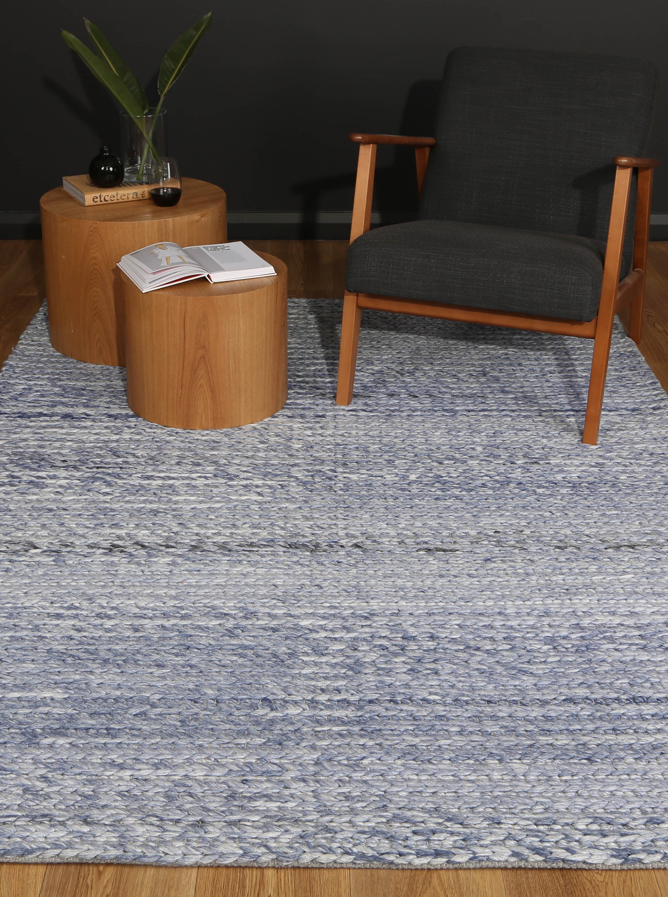 Coralia Cue Blue Wool Blend Rug