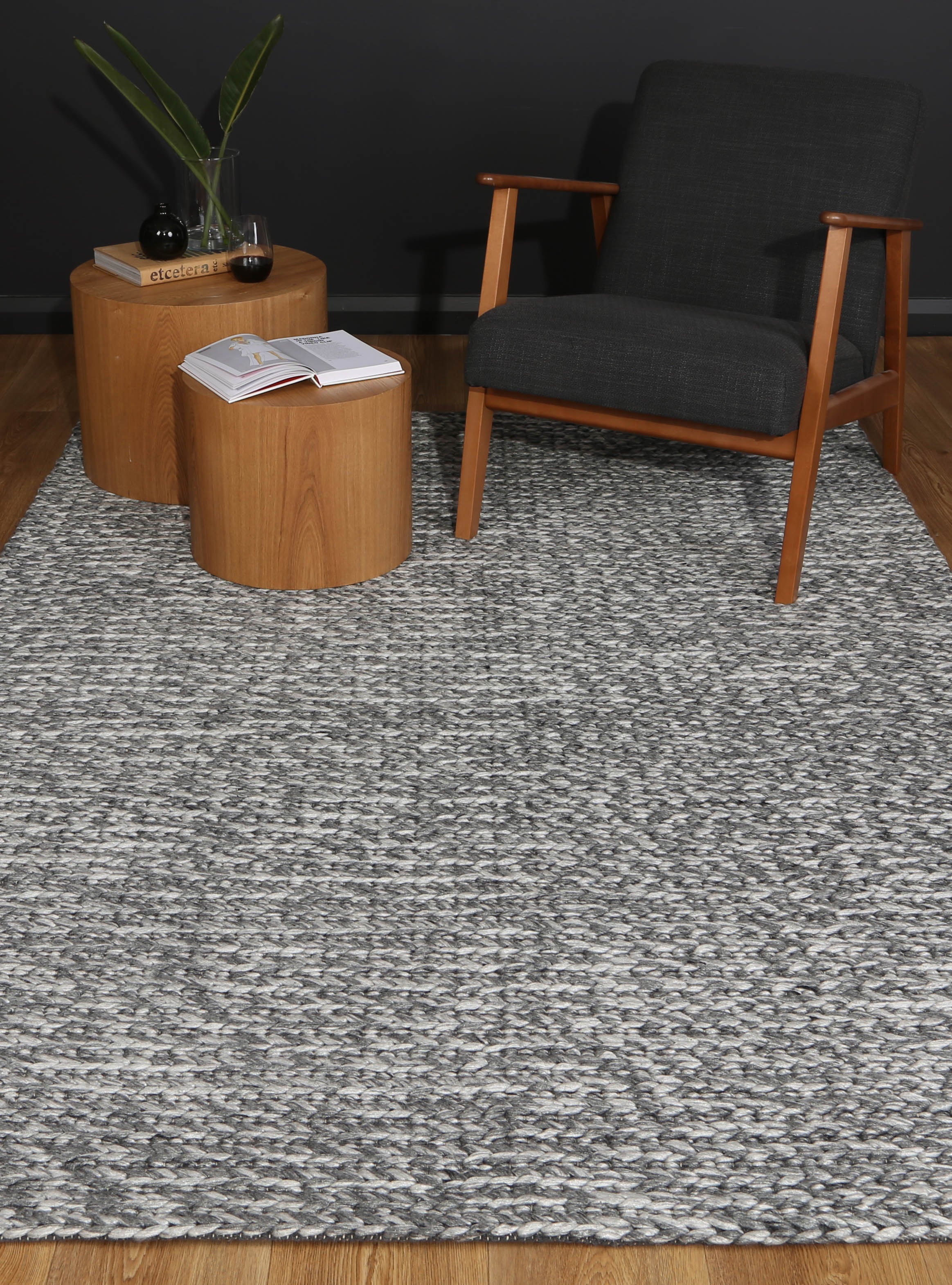 Coralia Cue Charcoal Wool Blend Rug