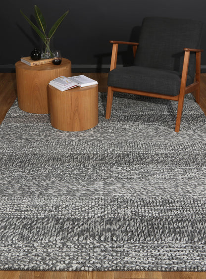 Coralia Grace Charcoal Wool Blend Rug