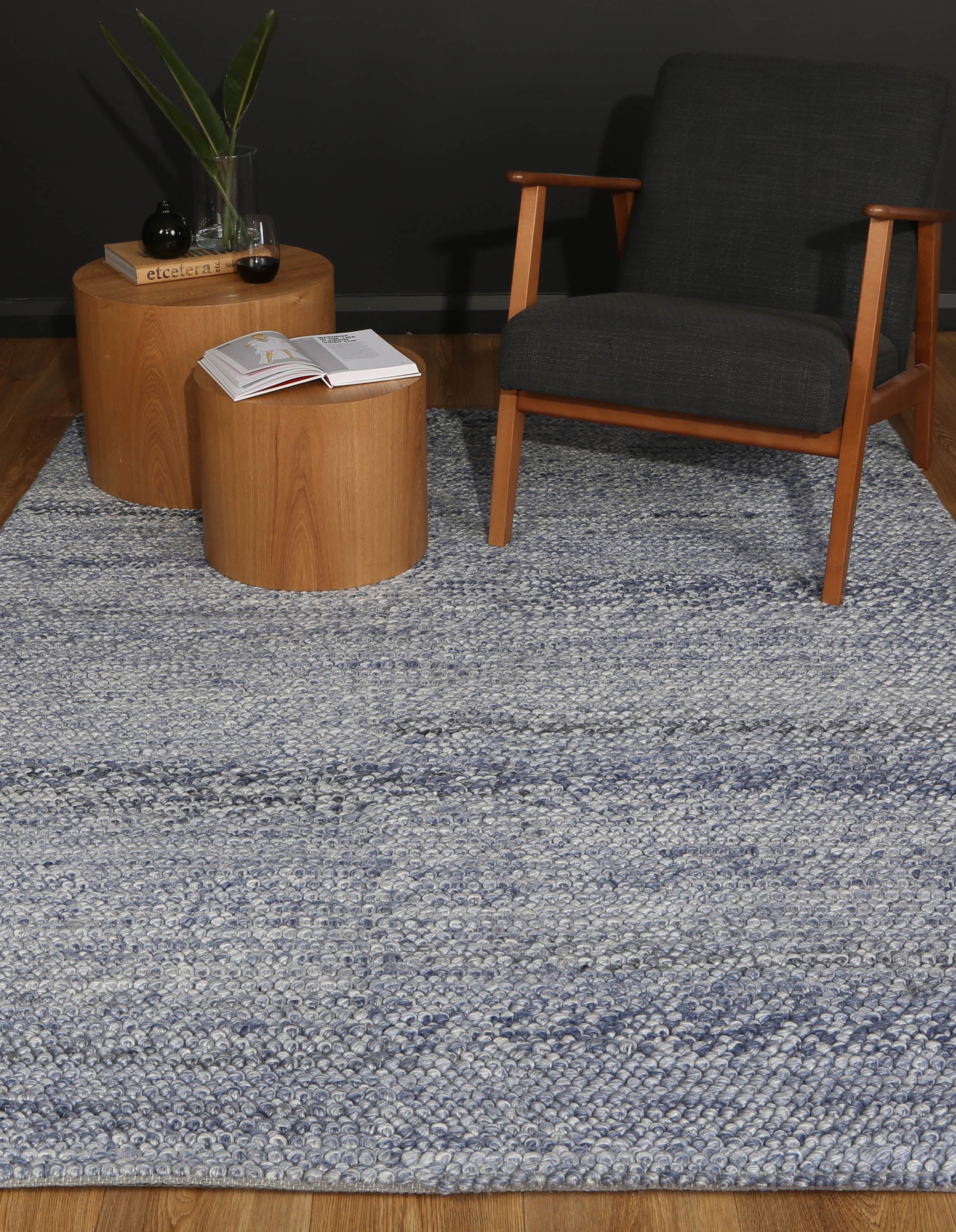 Coralia Loopy Blue Wool Blend Rug