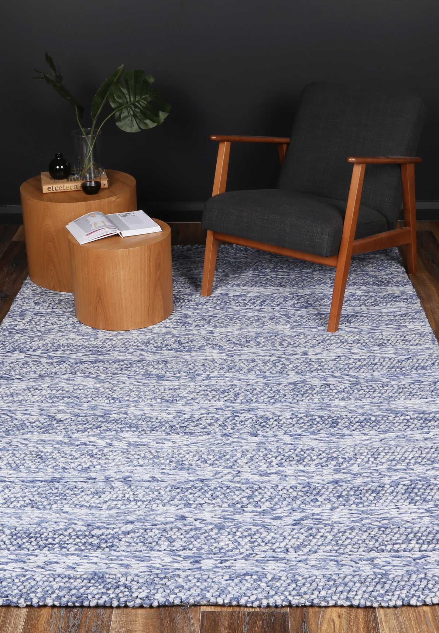 Coralia Ringlets Blue Wool Blend Rug