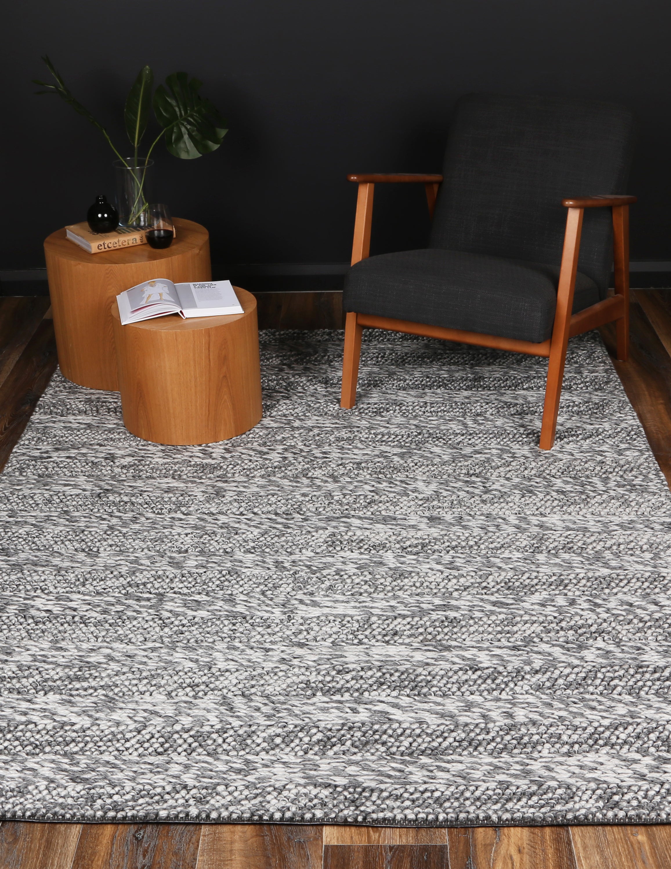Coralia Ringlets Charcoal Wool Blend Rug