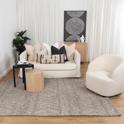 Shoreline Lattice Tribal Ash Wool Rug